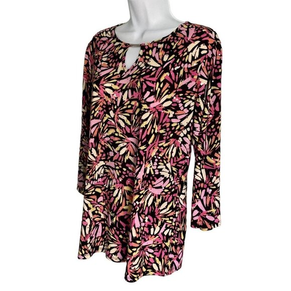 Emily Daniels Pullover Top with 3/4 Sleeves, Keyhole, Sparkle Women's Medium - Picture 3 of 9